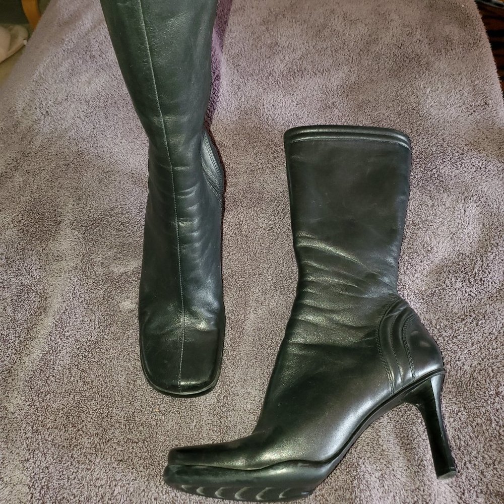 Black leather boots